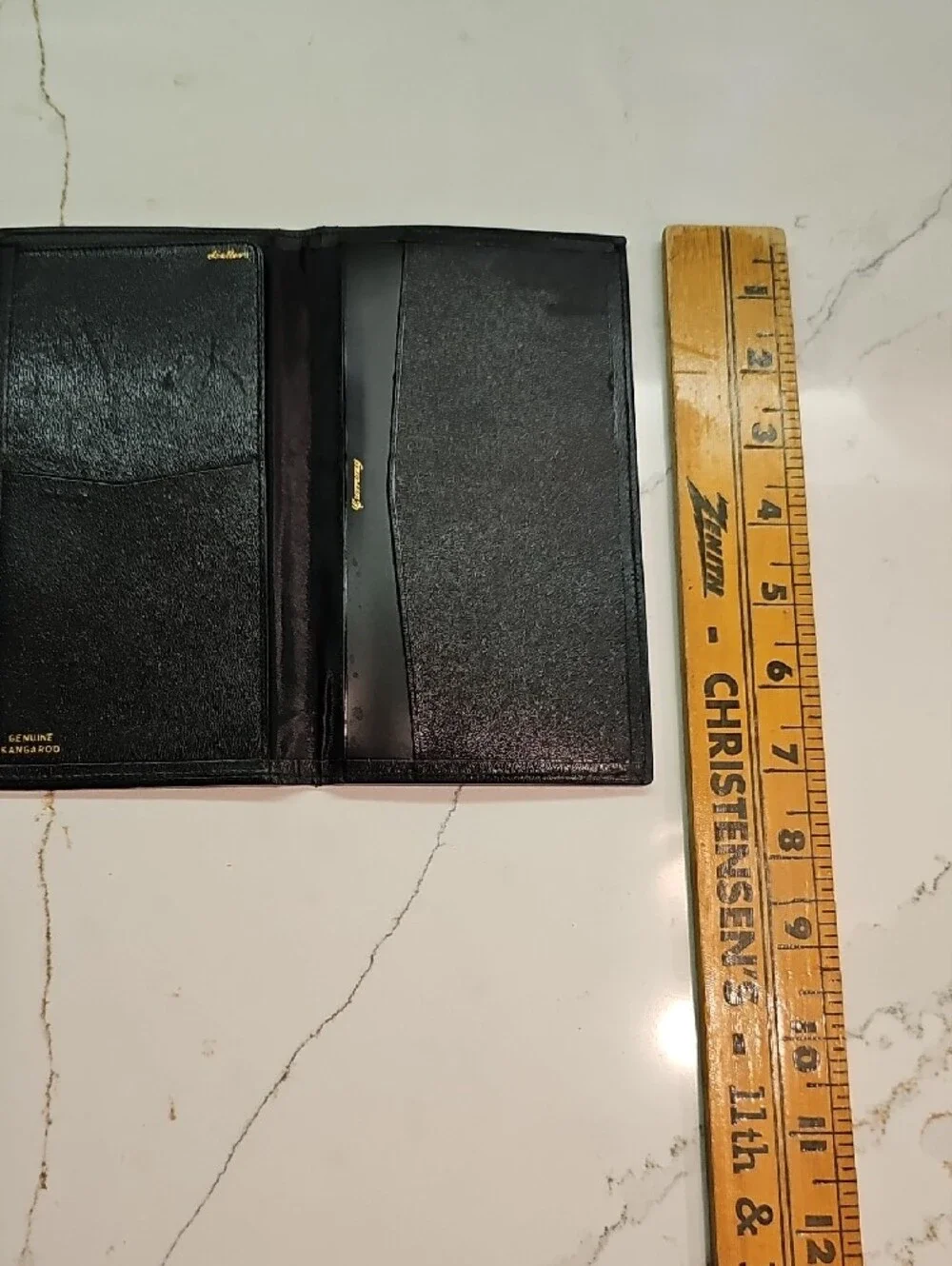 Genine Kangaroo Black Leather Checkbook or Card Holder
